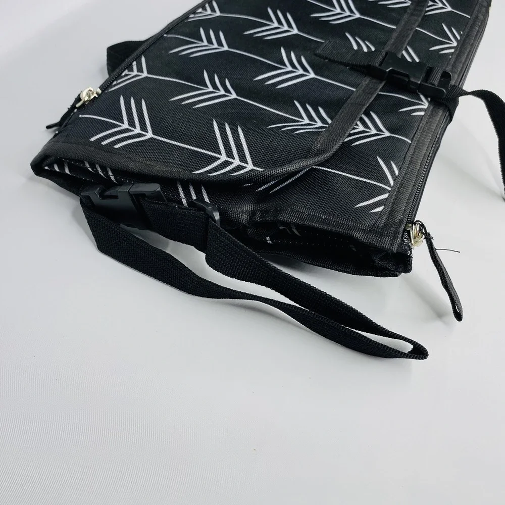 Kiyari Portable Diaper Changing Pad w/ Head‎ Pillow Travel Organizer Black White